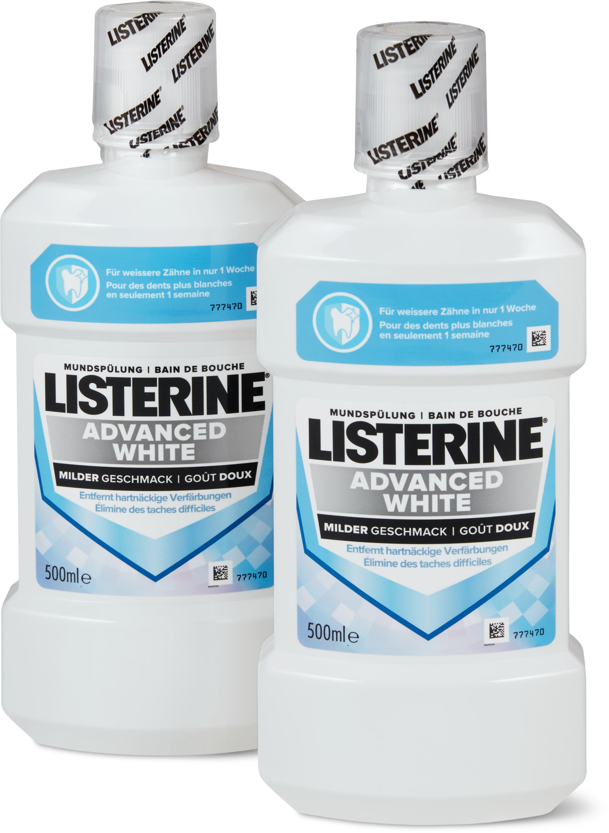 Listerine Bain de bouche Advanced White goût doux 2x500ml
